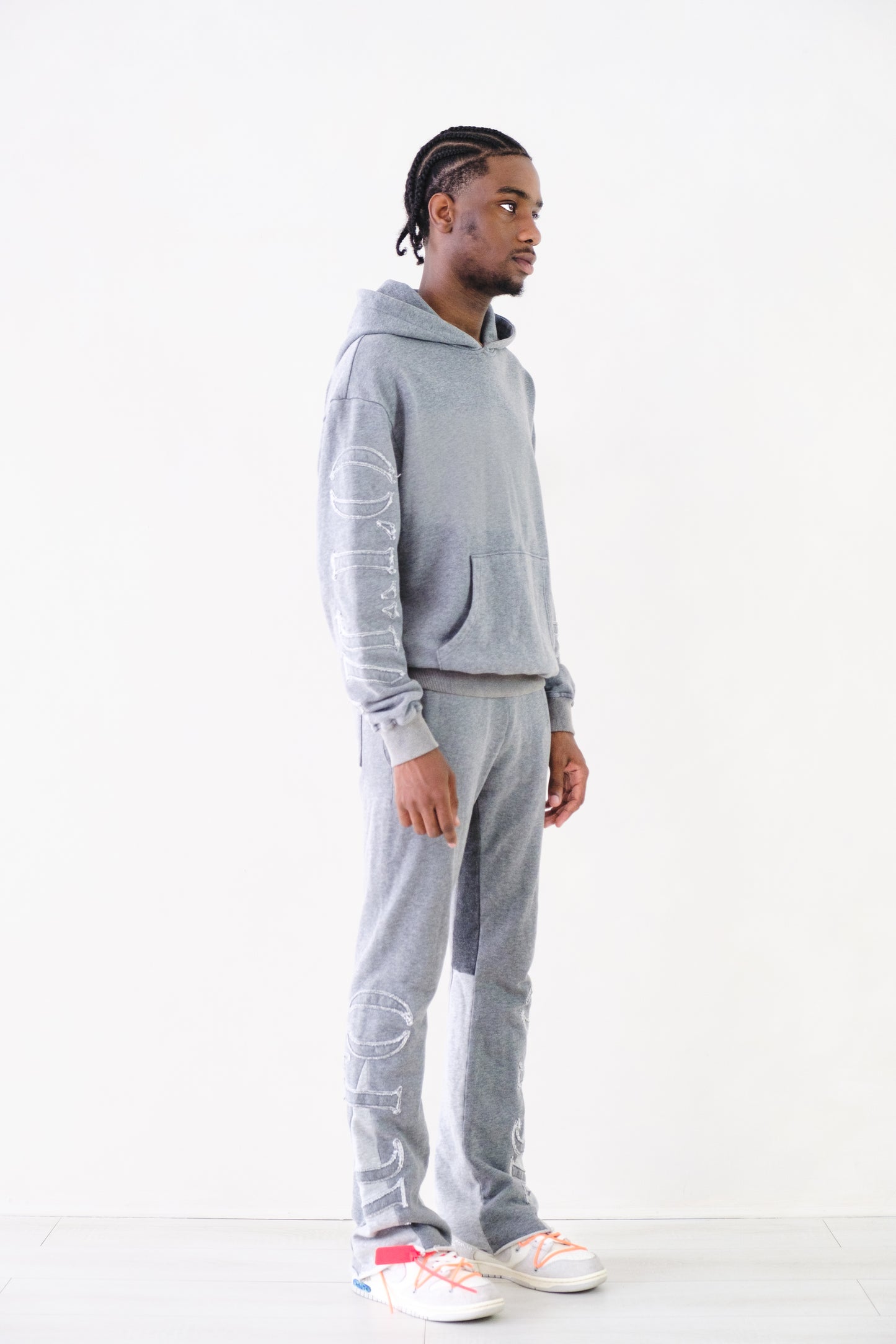 Washed Grey Auto Flared Joggers